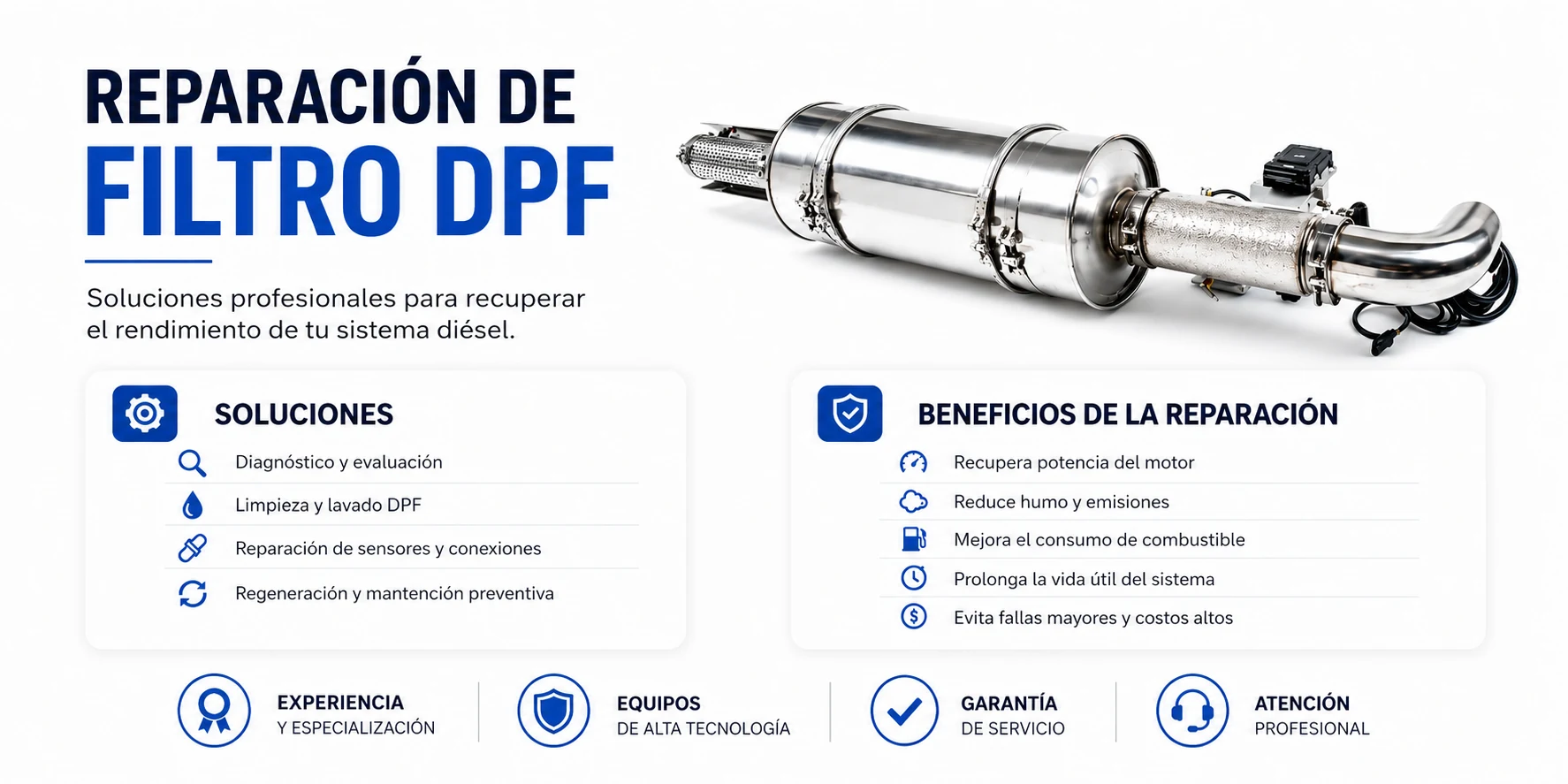 Reparación profesional de filtro DPF